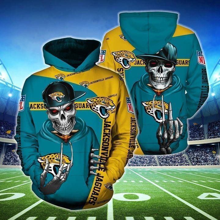 Jacksonville Jaguars Hip Hop Skull Pullover And Zippered Hoodies Custom 3D Graphic Printed 3D Hoodie All Over Print Hoodie For Men For Women