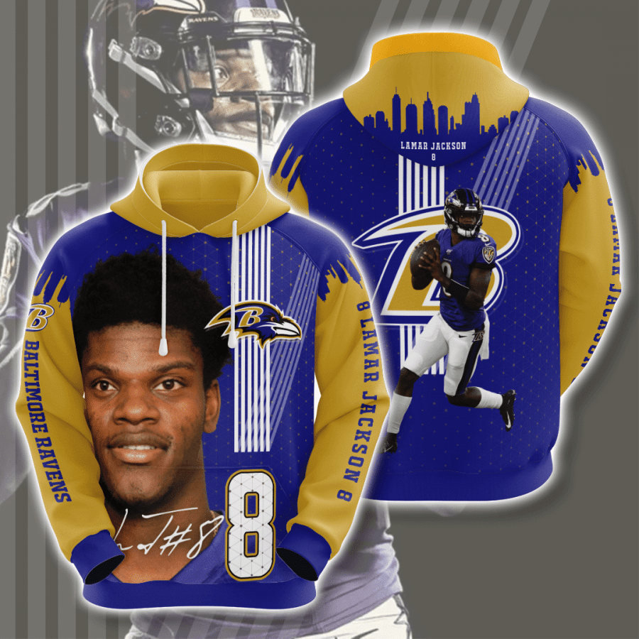 Baltimore Ravens Lamar Jackson 3D Hoodie Sweatshirt For Fans Men Women All Over Printed Hoodie