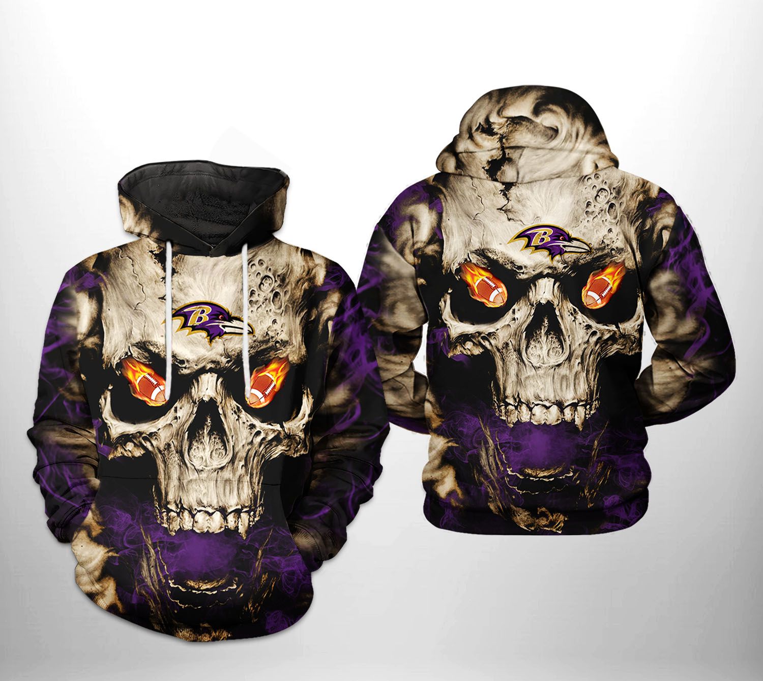 Baltimore Ravens NFL Skull Team 3D Printed Hoodie/Zipper Hoodie