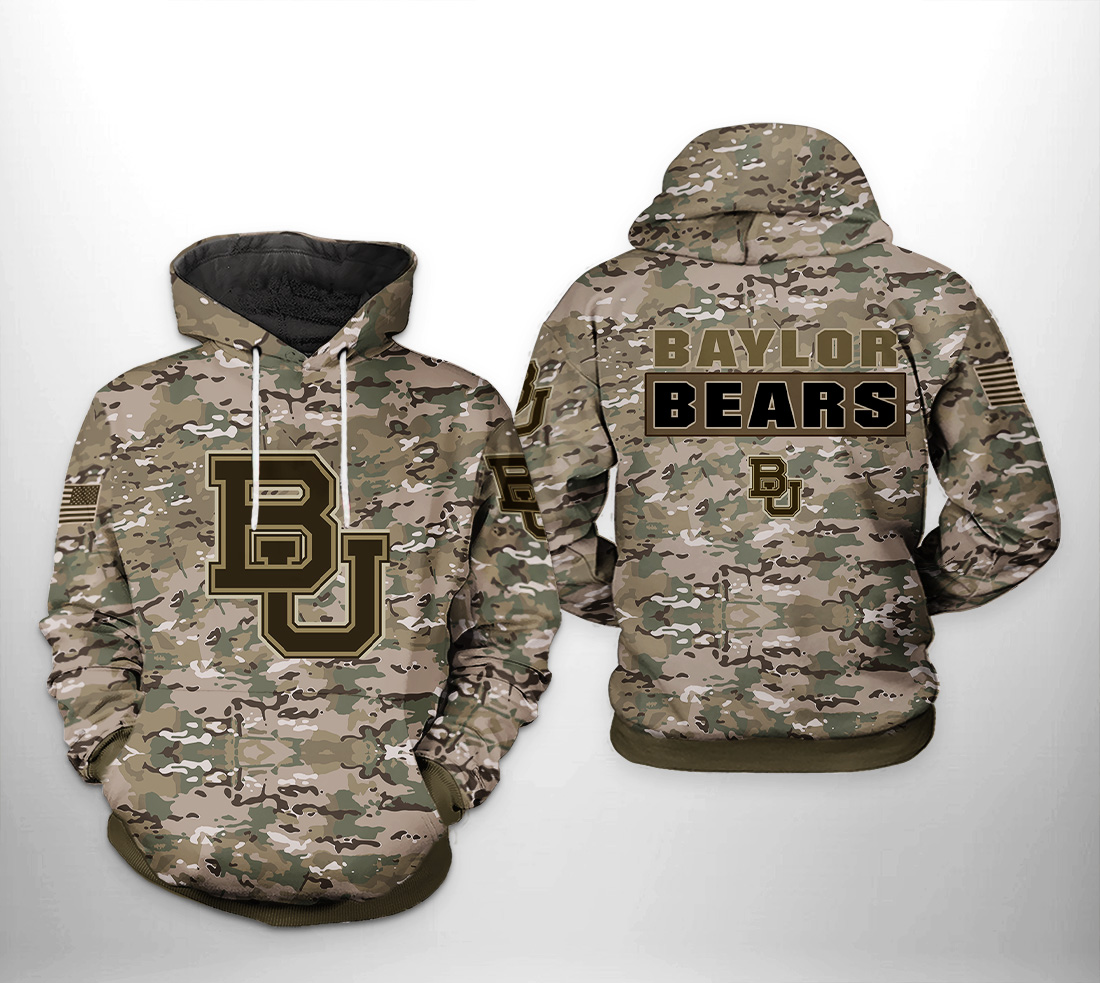 Baylor Bears NCAA Camo Veteran 3D Printed Hoodie/Zipper Hoodie